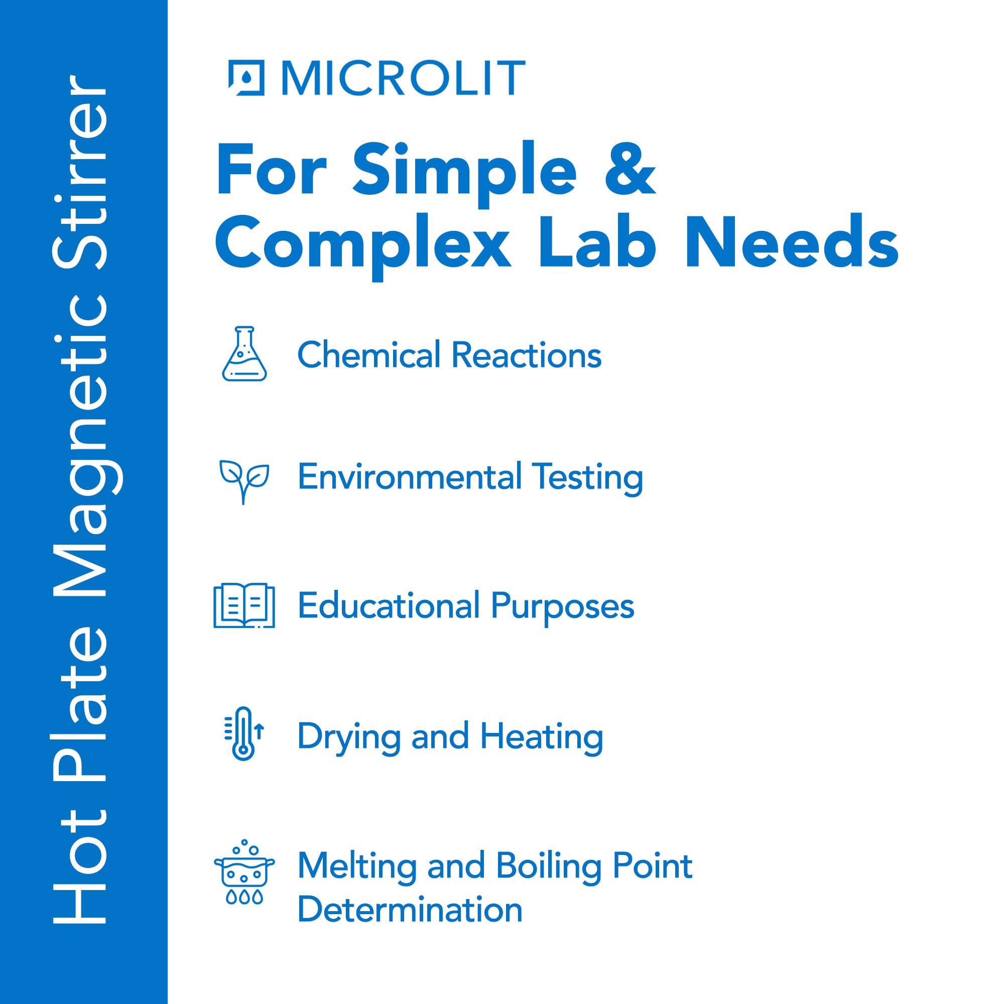 Microlit 5.9 in 300°C/572°F Digital Hotplate Magnetic Stirrer Hot Plate Ceramic Coated,100-1600rpm, Stand Stir Bar | Temp Probe Sensor Stir Bars Included Heated Stirring Plate with Memory Function