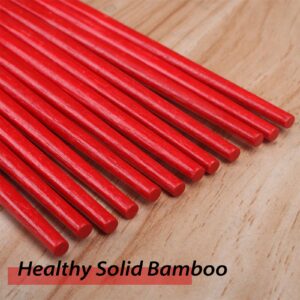 10 Pairs Bamboo Chopsticks Reusable For Wedding Party Ceremony, 24cm/9.45inch Chinese Natural Non-slip Chopsticks Dishwasher Safe, Lightweight Chopstick Set, "双喜”