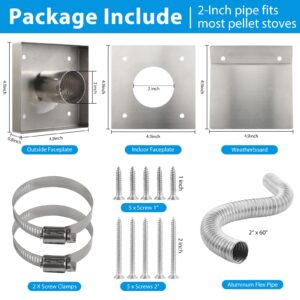 Outside Air Kit for Pellet Stove,2” x 60” Pellet Stove Pipe Kit,Fresh Air Intake for Corn and Pellet Stoves