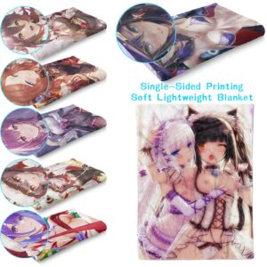 itakkaito Cute Girls Anime Flannel Fleece Throw Blanket Neko Girls Yuri Lesbians Uncensored Manga Anime Super Soft Fuzzy Warm, Lightweight Fluffy Plush Blanket for Bed Sofa Couch, 40 * 50 Inch