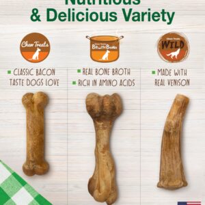 Nylabone Healthy Edibles Natural Dog Chews Long Lasting Ham, Bacon, & Venison Flavor Treats for Dogs, Medium (5 Count)