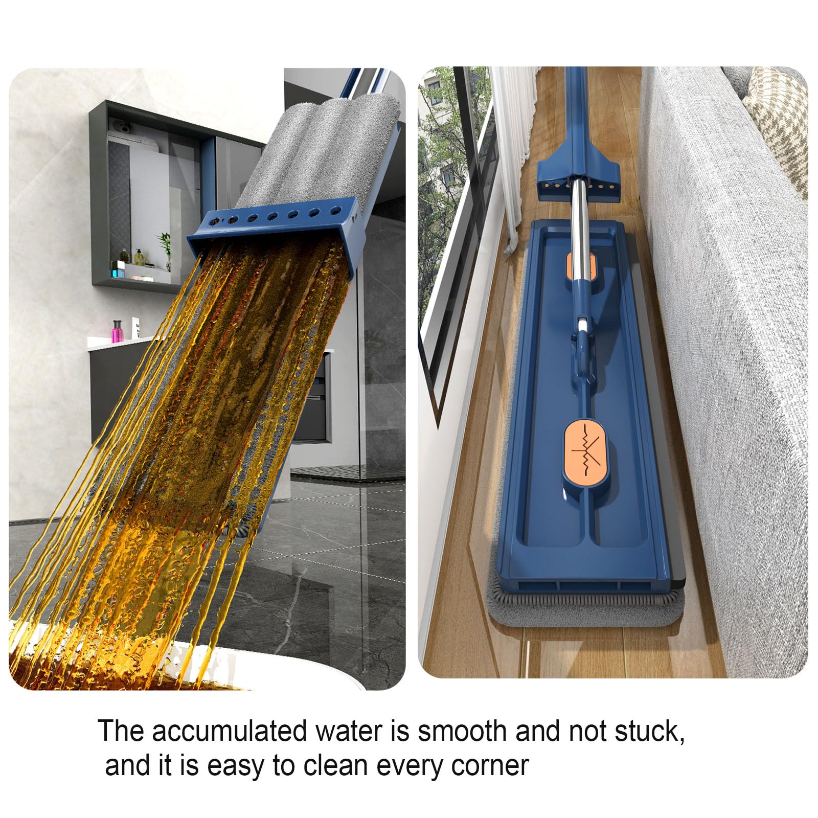 Streamline Mop, Strealinem New Large Flat Mop, Multi-Functional Mop, Style mop Pro, Flat Mop with Wringer, Flat Mop and Bucket System with Washable Pads, for Home Floor Cleaning (Mop + 4 pads+bucket)