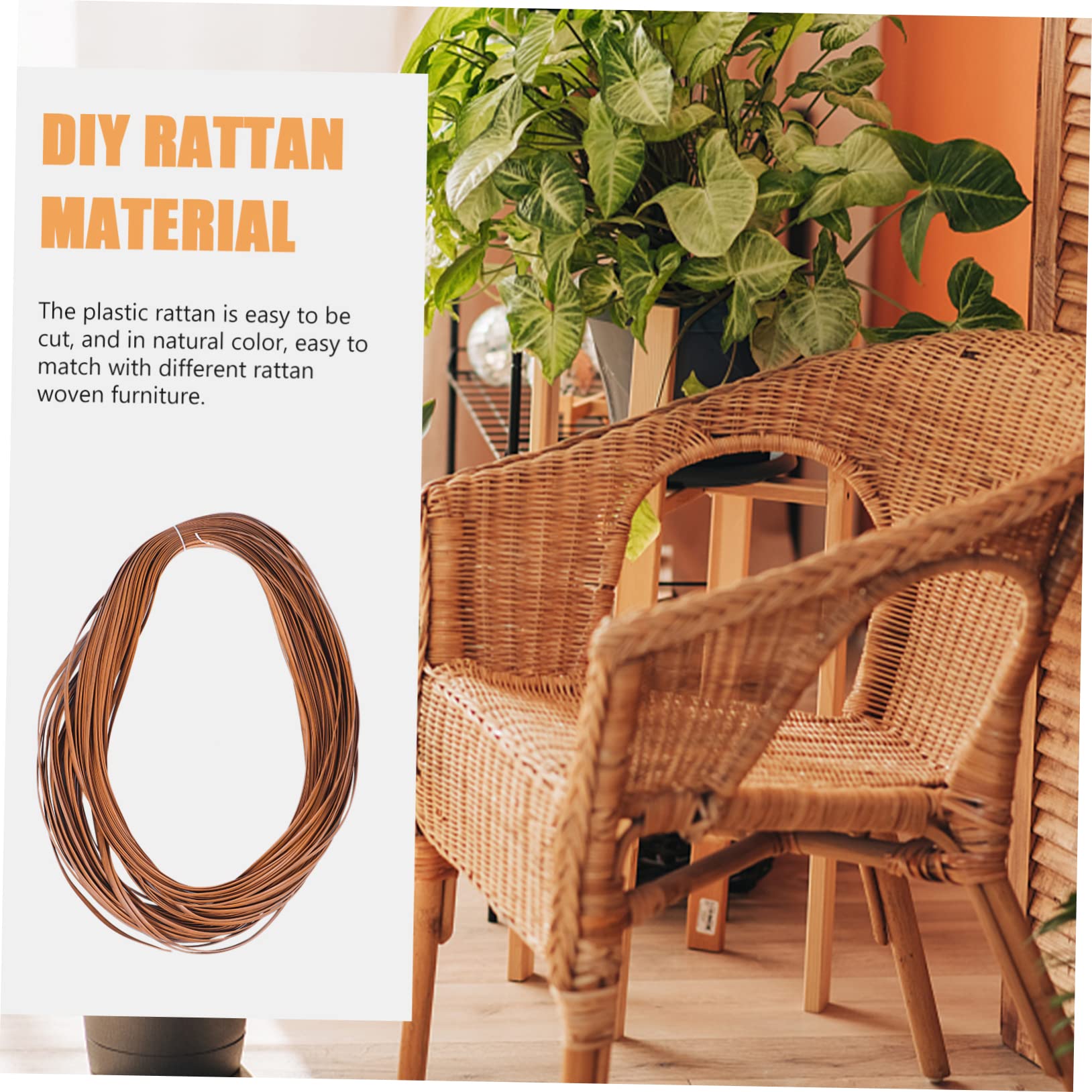 Angoily 1 Roll Reed Cane Wicker Repair Kit Patio Chair Repair Kit Bamboo Flat Sticks Chair Repair Wicker Natural Bamboo Sticks Bamboo Slats Wood Strips for Crafts Pe Plastic Rattan Chair