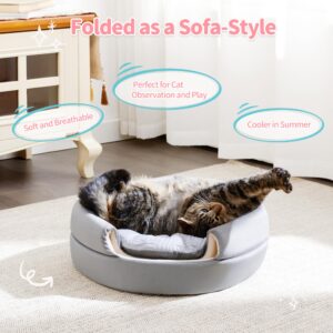 Made4Pets Cat Bed and House, 2-in-1 Foldable Cat Houses for Indoor Cats, Soft Velvet Cat Cave, Removable and Washable Cushion, Cat Condo for All-Season Comfort and Style