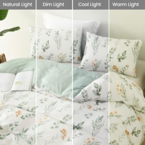 Reversible Floral Duvet Cover Set Queen Size with Button Closure, Corner Ties,1 Queen Duvet Cover 90"x90"&2 Pillowcases 20"x26"