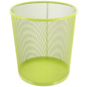 Ciieeo Green Mesh Trash Cans Mesh Office Trash Can Open Top Metal Wire Wastebaskets Waste Basket for Near Desk Garbage Can Recycling Garbage Container Bin 26.5x28cm