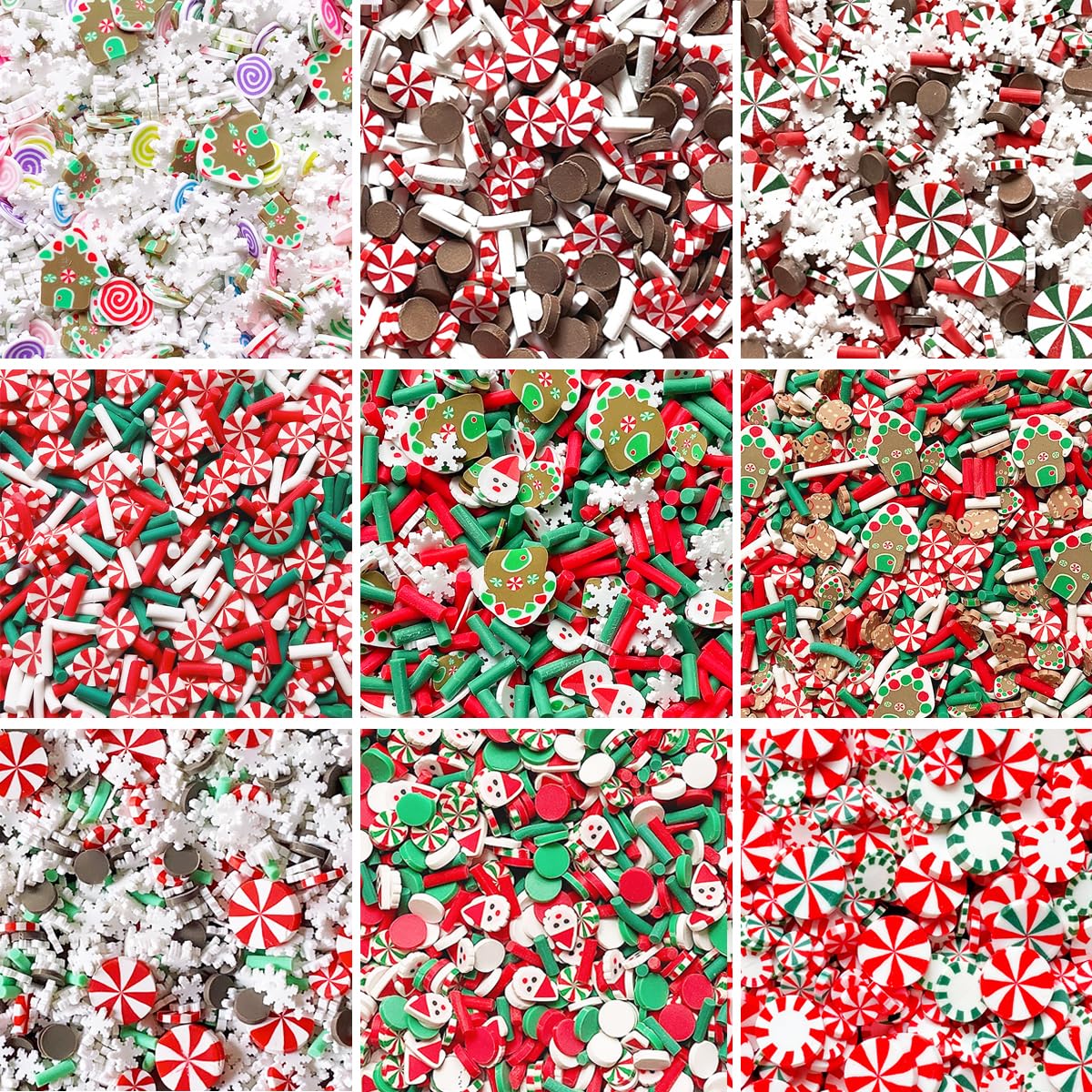 EHOPE Fake Sprinkles Fake Christmas Sprinkles Polymer Clay Sprinkles Polymer Sprinkles Christmas Polymer Clay Slices Fake Candy Sprinkles for Nail Art DIY Crafts Cake Phone（Christmas-90g-9 Styles）