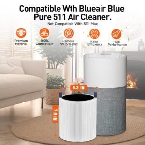 2 Pack Blue Pure 511 Filter Replacement Compatible With Blueair Blue Pure 511 Air Cleaner. Fit For Blue Air 511 Filter Replacement. 3-In-1 True HEPA Filter With Activated Carbon Filter.