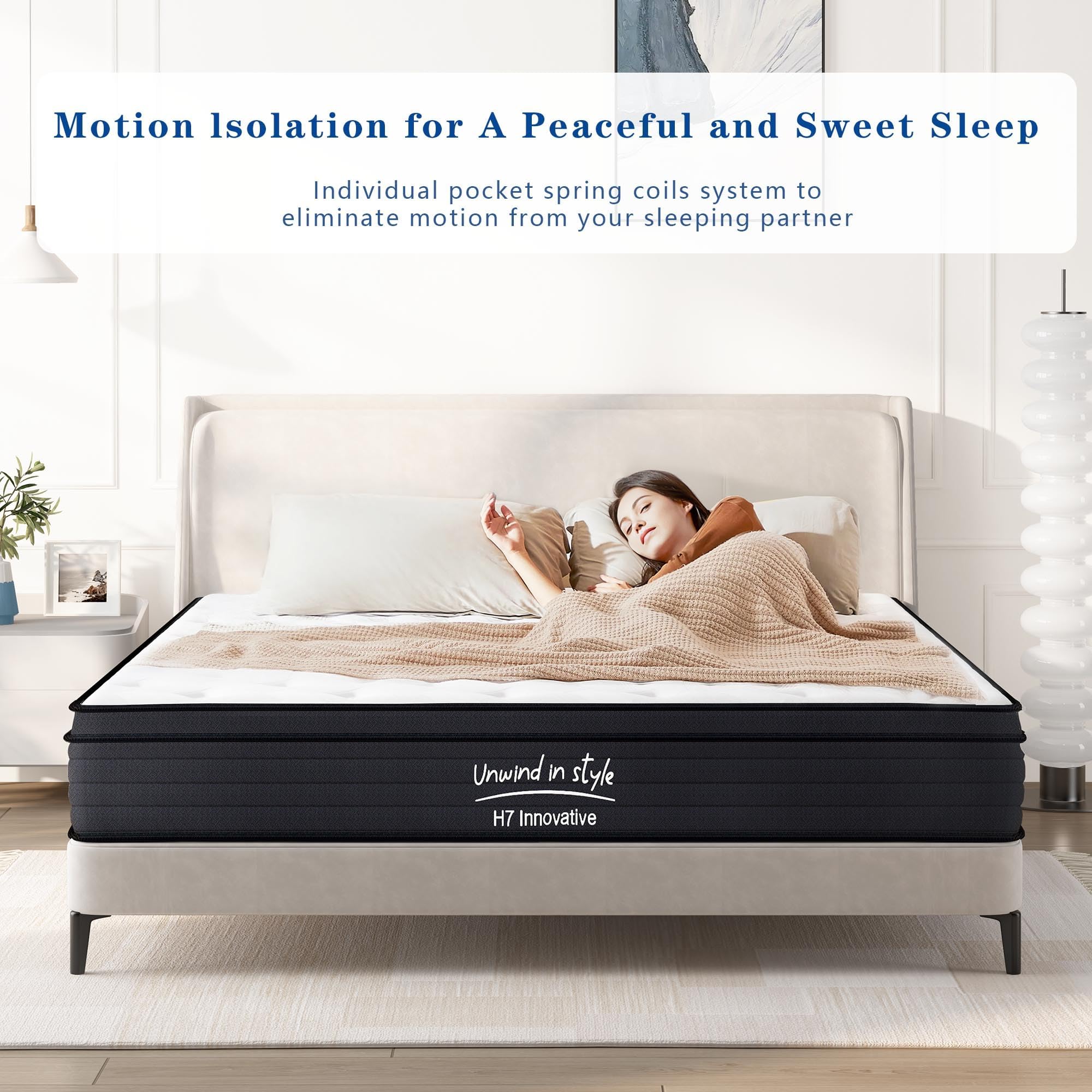 Mattress Queen Size,10 Inch Queen Mattress in a Box With Gel Memory Foam,Queen Mattress Individually Pocketed Innerspring,Medium Firm for Pressure Relief,Back Pain Relief,120 Nights Risk-Free Trial