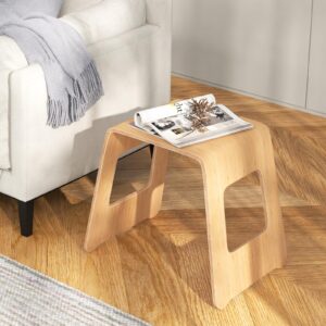 Julimoon Wood Stools Set of 4, Entrance Shoe Changing Stools with Anti-Skip Feet, Doorway Shoe Changing Stool with 330 LBS Weight Capacity, Stackable Stool for Small Spaces, Bathroom, Bedroom