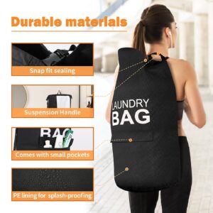 Wooha Backpack Laundry Bag,71L Shoulder Laundry Bag With safety clips，Convenient Foldable Laundry Bag For colleges, camping, laundromats, apartments(Black)