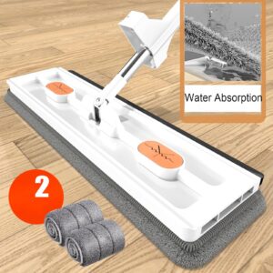 Streamline Mop, Strealinem New Large Flat Mop, Multi-Functional Mop, Style mop Pro, Flat Mop with Wringer, Flat Mop and Bucket System with Washable Pads, for Home Floor Cleaning (Mop + 4 pads+bucket)