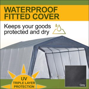 New Yard 12 x 20 ft. Heavy Duty All-Season Carport Canopy and Portable Garage Shelter with Steel Frame and Waterproof UV Cover and Zippered Roll-Up Doors for Cars, Trucks, and SUVs Grey