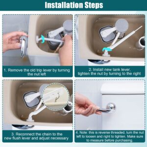 Enhon Universal Toilet Flush Handle Replacement Kit, Compatible with American Standard Toilet Handle Parts Left Hand Trip Lever 738995-0020A Champion4, White Toilet Flusher Handles Repair Kit, 1 Pack