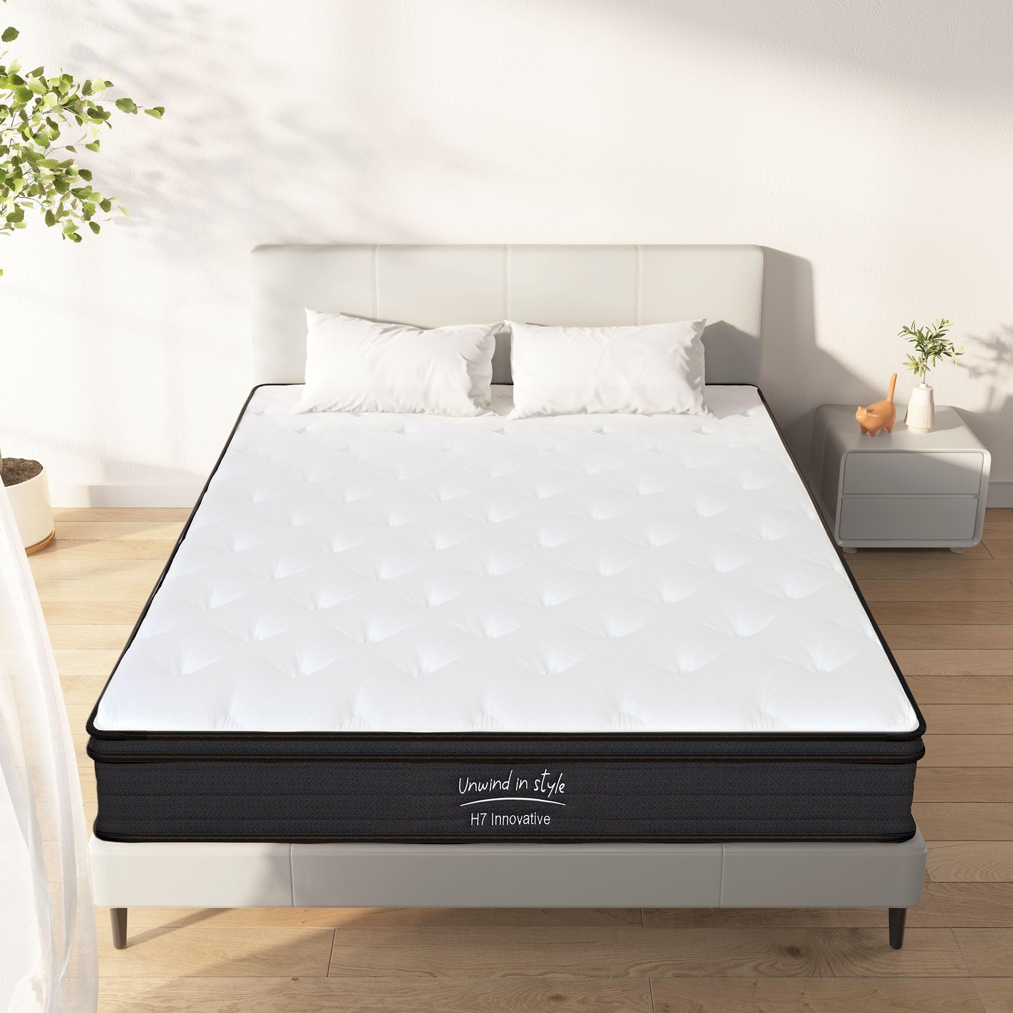 Mattress Queen Size,10 Inch Queen Mattress in a Box With Gel Memory Foam,Queen Mattress Individually Pocketed Innerspring,Medium Firm for Pressure Relief,Back Pain Relief,120 Nights Risk-Free Trial