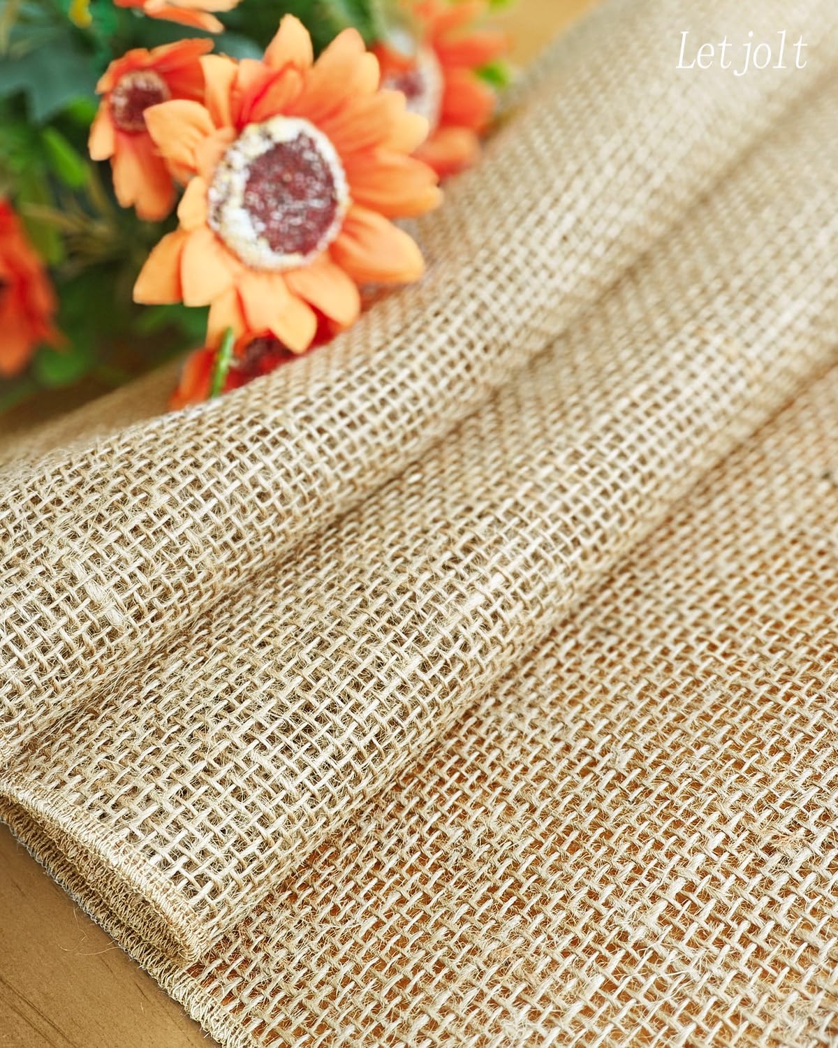 Letjolt Burlap Table Runner 72 Inches Farmhouse Thanksgiving Table Runner Jute Table Runner Christmas Table Decor Jute Woven Fabric