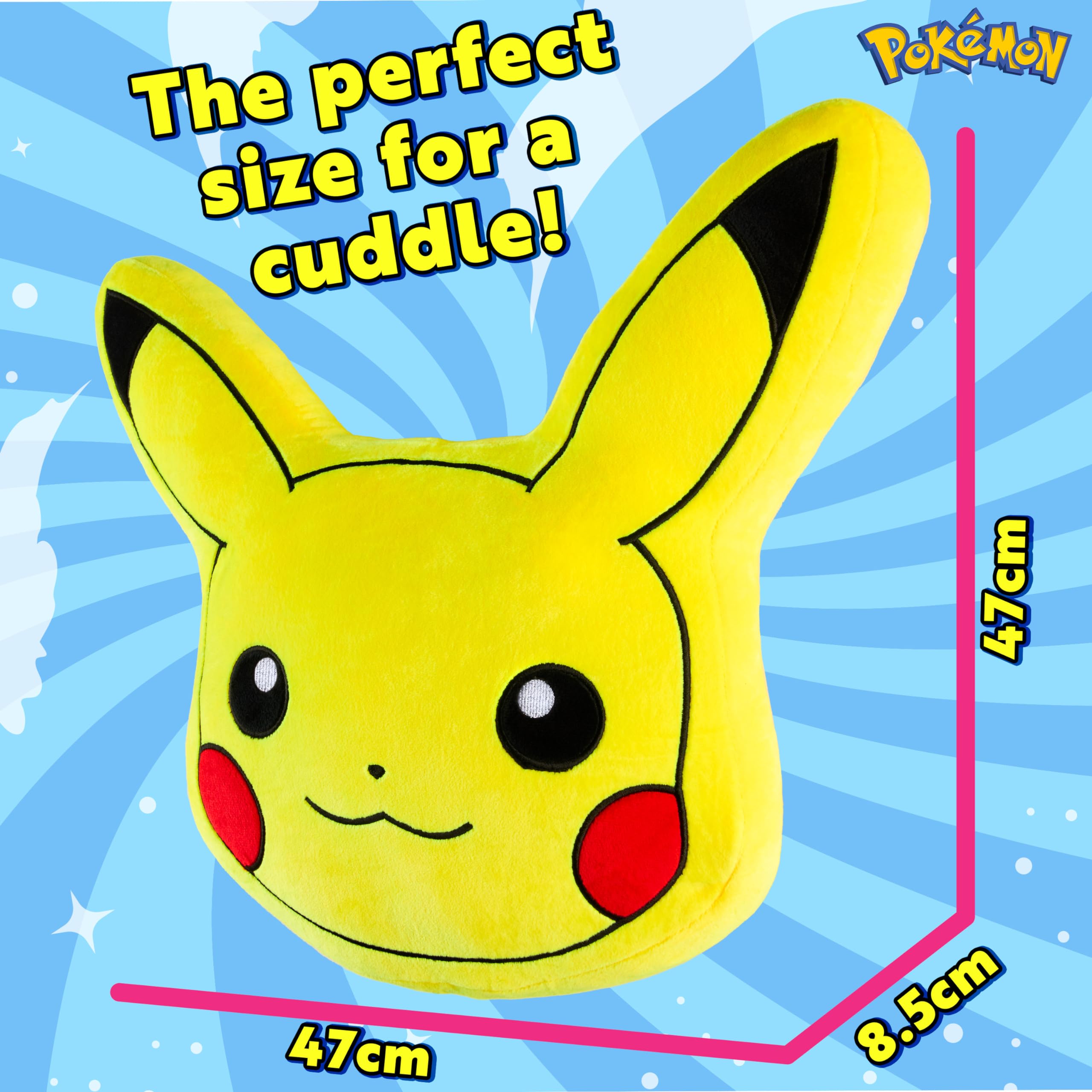 Pokemon 3D Pikachu Cushion Plush for Bed, Bedroom Accessories - Anime Gifts