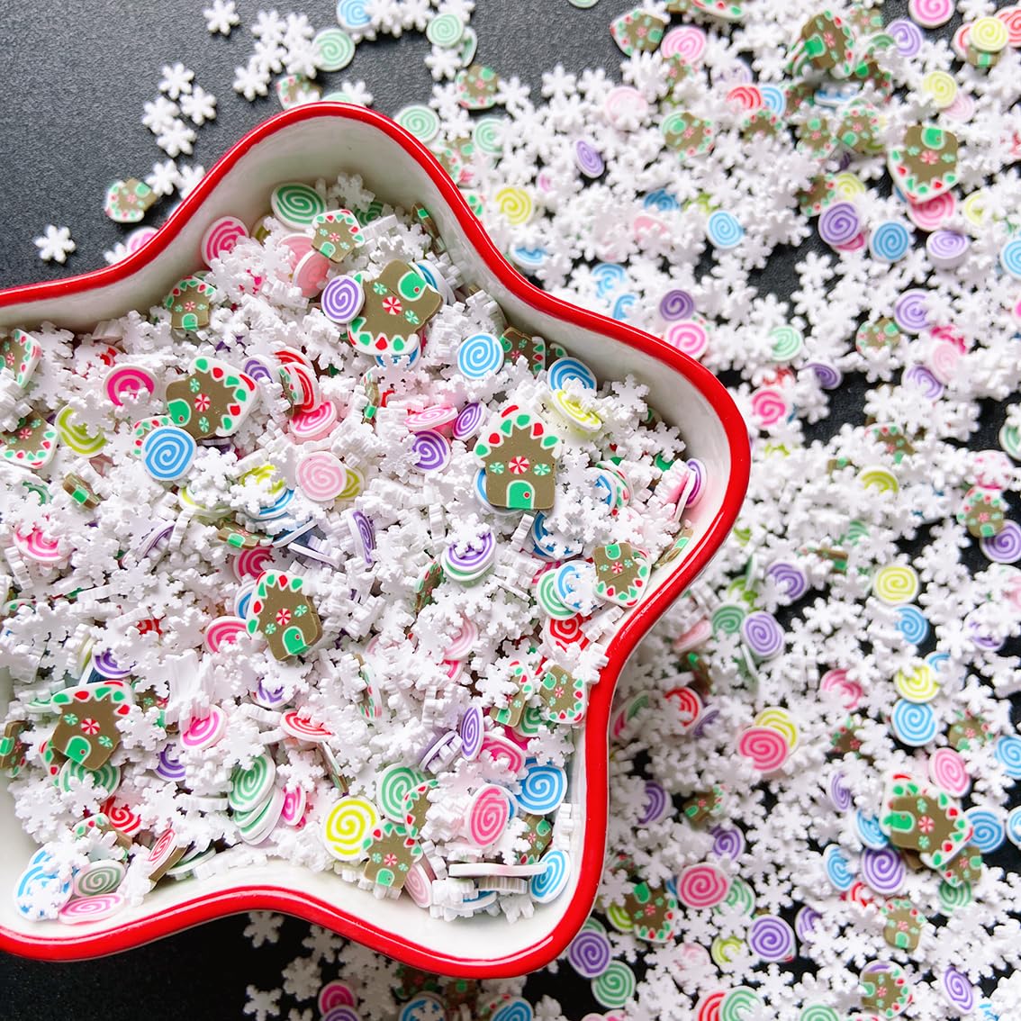 EHOPE Fake Sprinkles Fake Christmas Sprinkles Polymer Clay Sprinkles Polymer Sprinkles Christmas Polymer Clay Slices Fake Candy Sprinkles for Nail Art DIY Crafts Cake Phone（Christmas-90g-9 Styles）