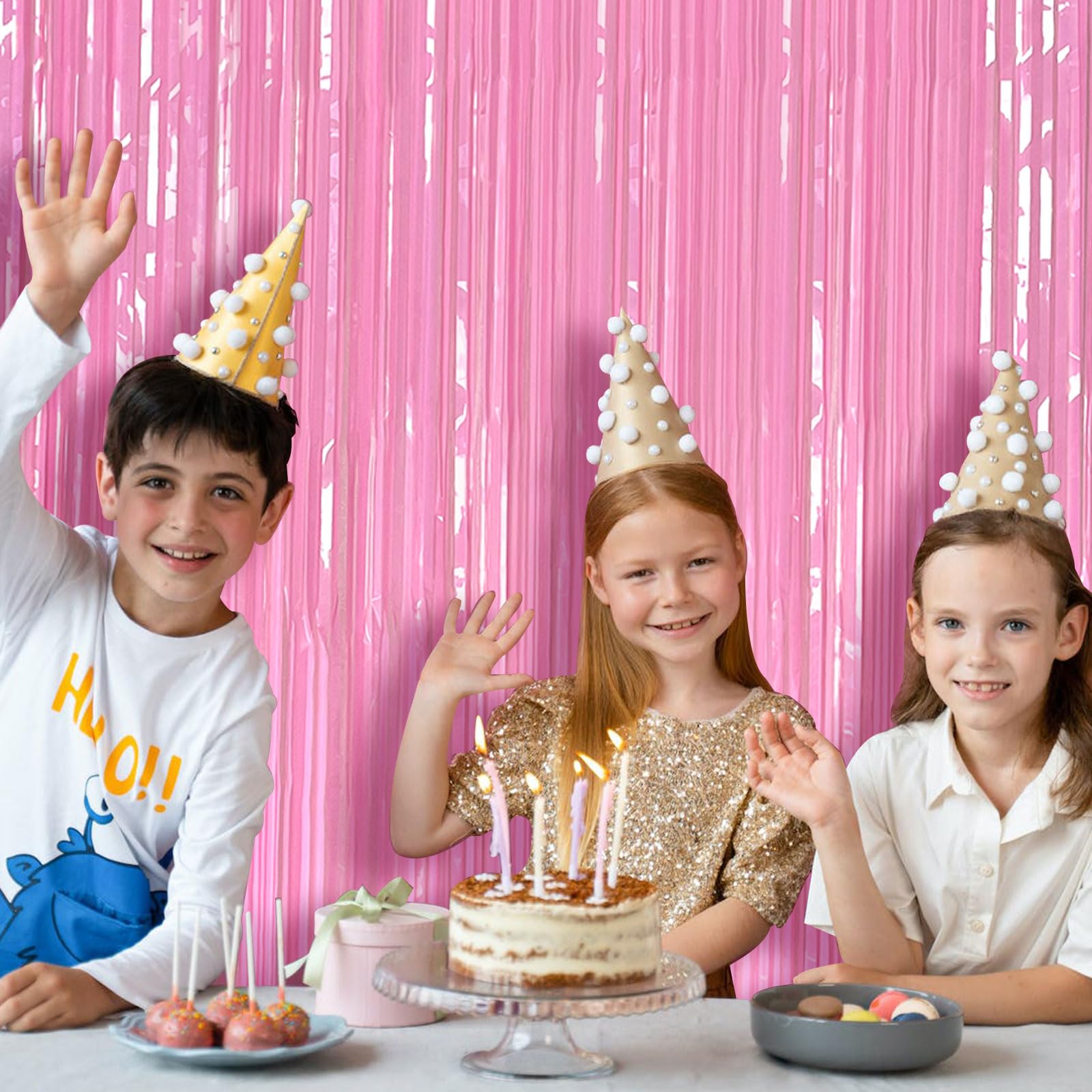 Pink Party Streamers Foil Fringe Backdrop Curtains Tinsel Streamers Birthday Party Decorations Fringe Backdrop for Birthday Party Graduation Bridal Shower