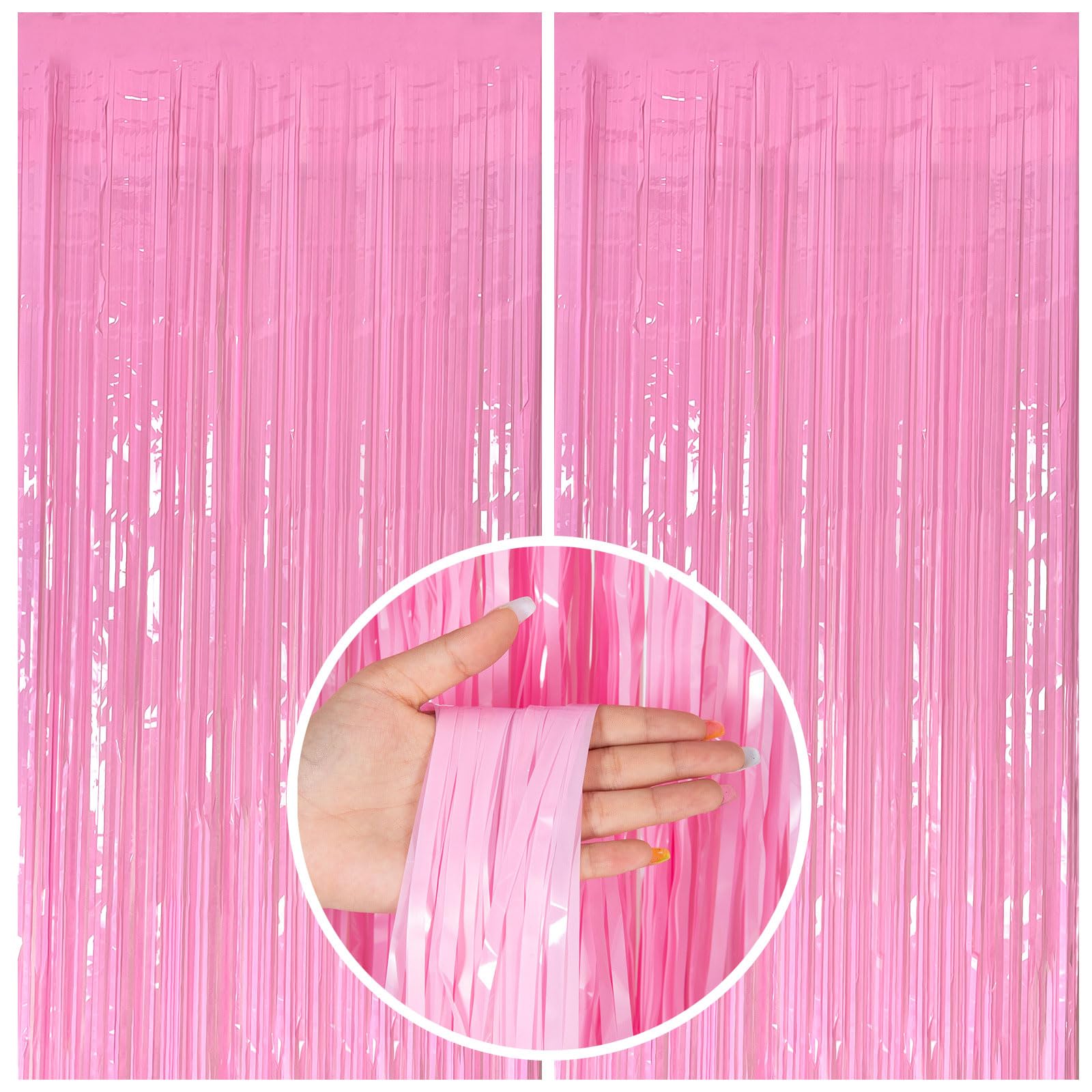 Pink Party Streamers Foil Fringe Backdrop Curtains Tinsel Streamers Birthday Party Decorations Fringe Backdrop for Birthday Party Graduation Bridal Shower