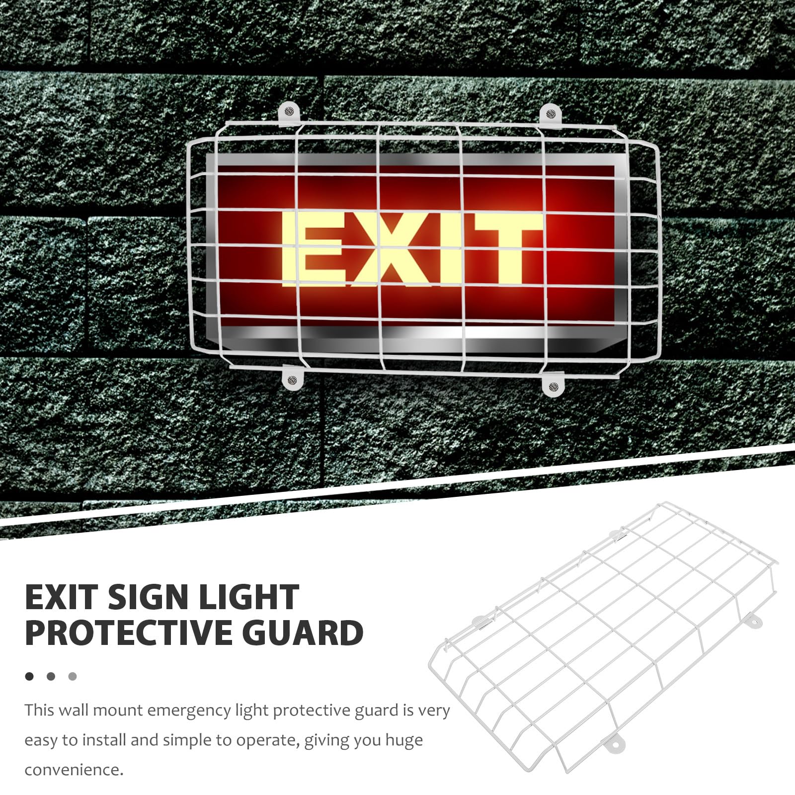 Angoily Exit Sign Protective Cage Cover, Exit Sign Damage Stopper Protective, Coated Steel Wire Guard, Wall Mount Exit Sign Emergency Lights Exit Sign Light Protective Guard