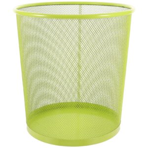 Ciieeo Green Mesh Trash Cans Mesh Office Trash Can Open Top Metal Wire Wastebaskets Waste Basket for Near Desk Garbage Can Recycling Garbage Container Bin 26.5x28cm