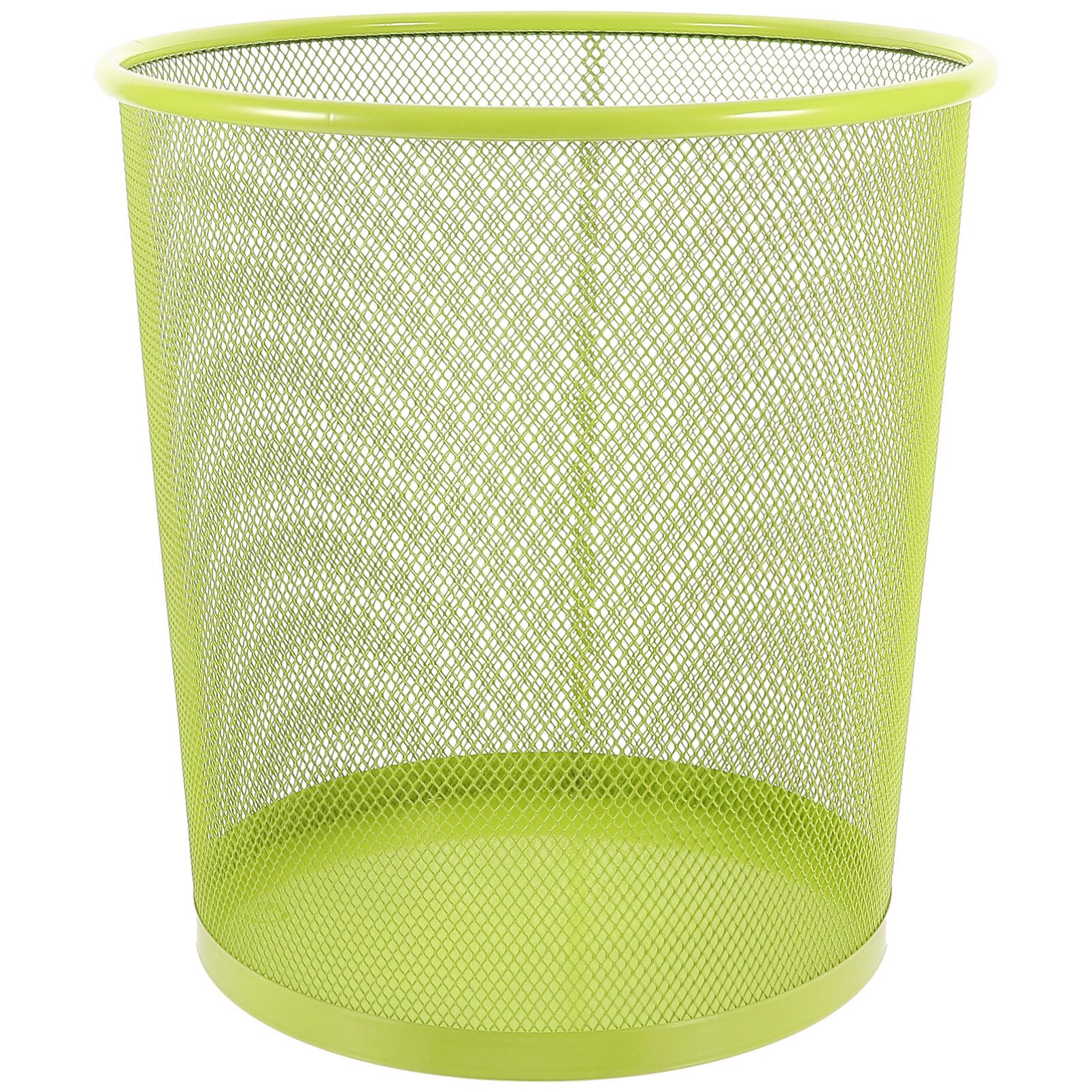 Ciieeo Green Mesh Trash Cans Mesh Office Trash Can Open Top Metal Wire Wastebaskets Waste Basket for Near Desk Garbage Can Recycling Garbage Container Bin 26.5x28cm