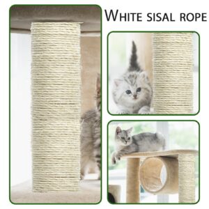 White Sisal Rope 3mm by 164-Feet for Cat Scratching Post Tree Tower Replacement Repair and Replace, DIY Hemp Twine Rope for Kittens Shelves Furniture Window Bed Perch House Climbing, 3mm by 50m