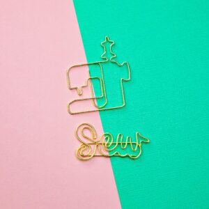 Cute Paperclips for Sewing Lovers, Stocking Stuffer for Quilters, Gold sew and Sewing Machine paperclips, Gifts for Sewing Enthusiasts