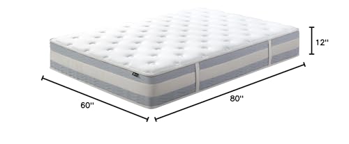 ZINUS 12 Inch Cooling Comfort Support Hybrid Mattress [New Version], Queen, Fiberglass Free, Medium Plush, Cooling Motion Isolation, Certified Safe Foams & Fabric, Mattress in A Box