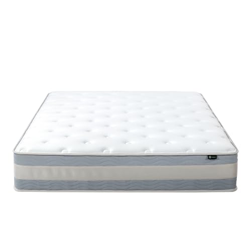 ZINUS 12 Inch Cooling Comfort Support Hybrid Mattress [New Version], Queen, Fiberglass Free, Medium Plush, Cooling Motion Isolation, Certified Safe Foams & Fabric, Mattress in A Box