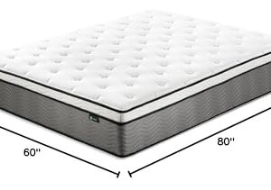 ZINUS 12 Inch True Support Hybrid Mattress [New Version], Queen, Fiberglass Free, Medium Feel, Motion Isolation, Certified Safe Foams & Fabric, Mattress in A Box