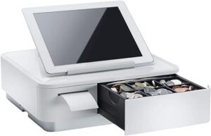 star mpop pop10 ci-f white with usb-c lighning integrated receipt printer and mpop cash drawer with tablet stand