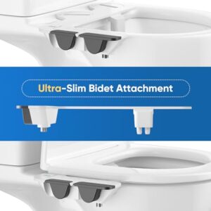 Ultra-Slim 3-in1 Bidet, Self-Cleaning, Posterior&Feminine Wash-(Retractable Dual Nozzles), Non-Electric Bidet Attachment for Toilet Seat, Adjustable Fresh Cold Water Pressure, Stainless Steel Inlet