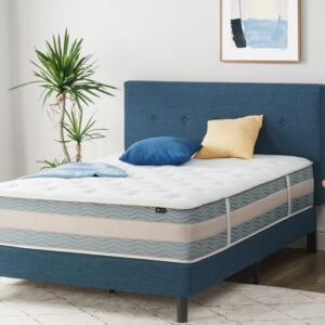 zinus 12 inch cooling comfort support hybrid mattress [new version], full, fiberglass free, medium plush, cooling motion isolation, certified safe foams & fabric, mattress in a box