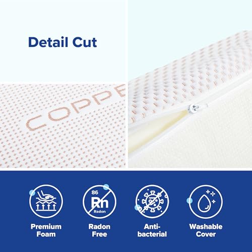 Olee Sleep Tri-Folding Antibacterial Memory Foam Mattress Topper, 4 Inch Copper Bamboo Gel Folding Mattress, Washable Cover, CertiPUR-US Certified, Soft, White, Single Size