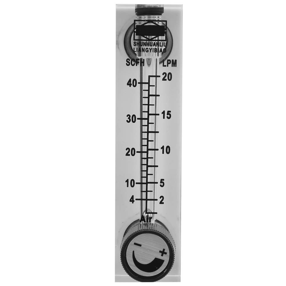 Gas Flowmeter, LZM-6T Panel Type Rotor Adjustable Knob Liquid Flowmeter 2-20LPM/4-40SCFH Measurement Range Gas Meter Flowmeter Brass Female BSP1/4 for Measuring Controlling Gas