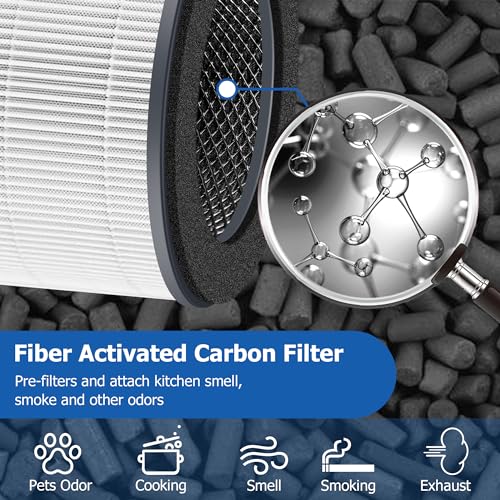 ROMON AP-T10FL Replacement Filter Compatible with Home-Dics AP-T10 AP-T10-WT AP-T10-BK Air Purifier, Part# AP-T10FL, 2 Pack, White