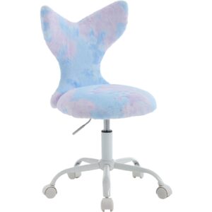 guyou fuzzy cute kids' desk chair mermaid back chair colorful adjustable study chair swivel rolling chair for teen girls boys/bedroom/children gift(blue colorful)