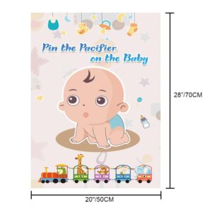 T-Antrix Pin The Pacifier on The Baby Game -Baby Shower Party Games with 21'' x 28'' Poster, Reusable Pacifiers Party Supplies for Kids Birthday Party Favor Sets