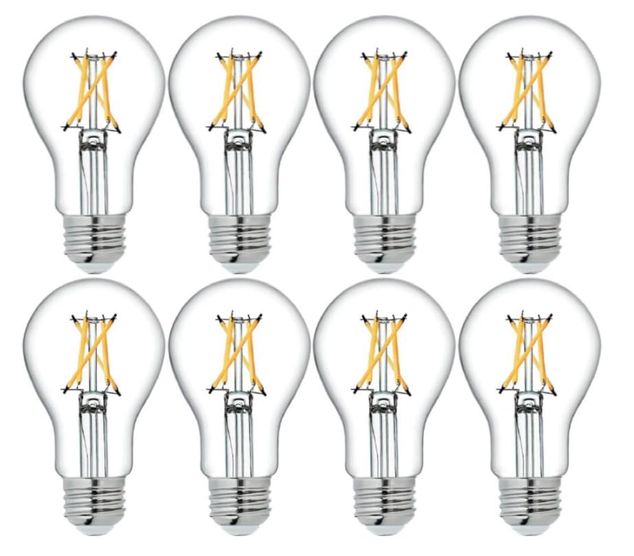 GE Relax 8-Pack A19 60 Watt Equivalent Crystal Clear Soft White Dimmable LED Light Bulbs