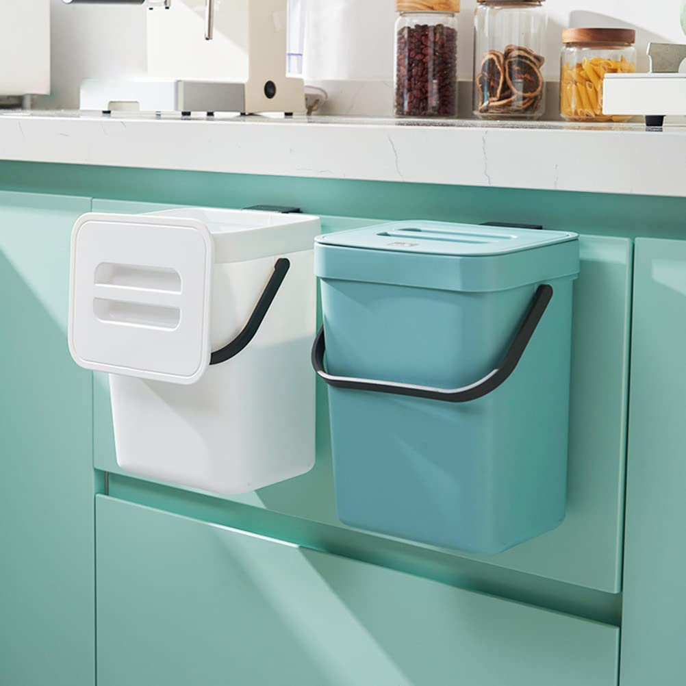 3L Portable Kitchen Compost Bin with Lid, Wall Mounted Design, Easy Storage, No More Mess, PP Material for Bathroom Kitchen (Blue)