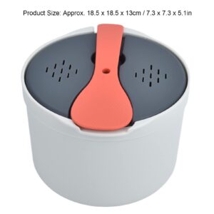 Microwave Rice Cooker Set, 2L Food Grade PP Material Rice Spoon Lid Strainer Steaming Pot Rice Cooker Set Kitchen Cookware Rice Maker for Home Meal Prep Cooker (Orange)