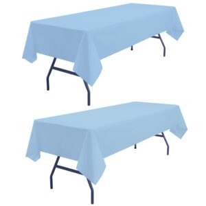 odibo light blue tablecloths plastic 2 pack sky lt blue disposable table covers 54" x 108" table cloths for parties birthdays weddings baby shower picnic events fits up to 8 foot rectangle tables