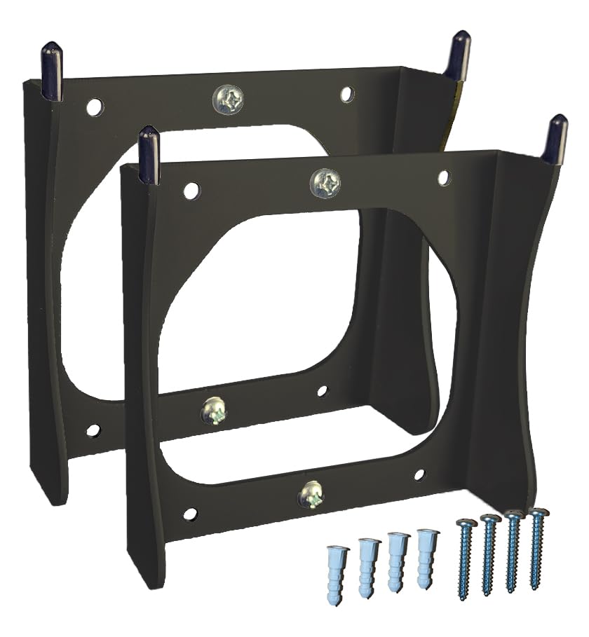 Bucket Bracket - This Patent Pending Design is for Hanging 5 Gallon Buckets, Recycle Bins, Garbage and Scrap receptacles - 2-Pack - Black