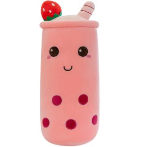 werdast boba plush stuffed bubble tea pillow soft adorable plushies toys (pink,15.6inches)