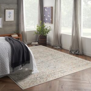 nourison oushak home traditional light grey 8' x 9'10" area -rug, easy -cleaning, non shedding, bed room, living room, dining room, kitchen (8x10)