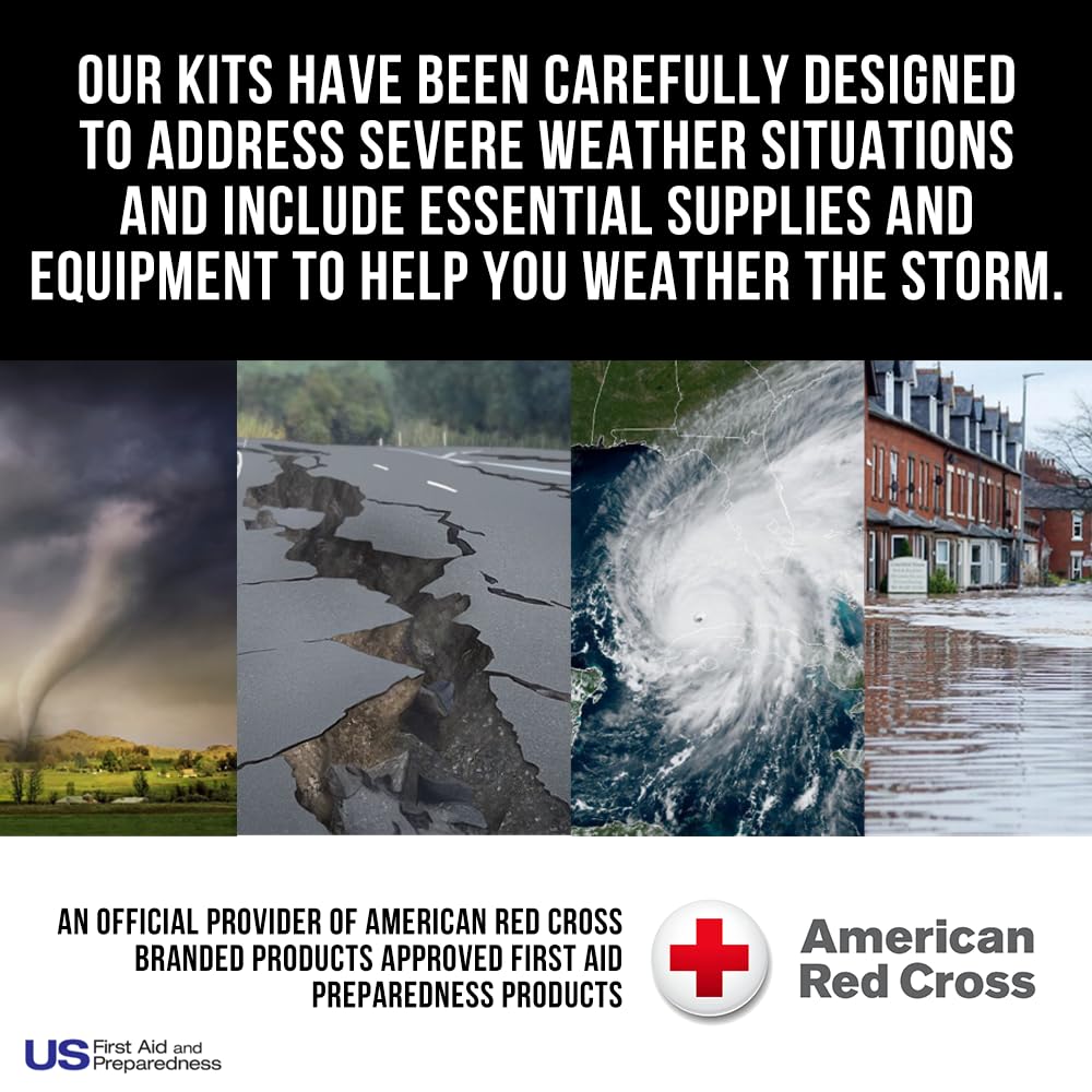 American Red Cross Officially Licensed Product |3-Day Emergency Preparedness Deluxe Backpack | 72 Hour Survival Supplies for 4 People | Water, Phone Charger, Blanket, Food