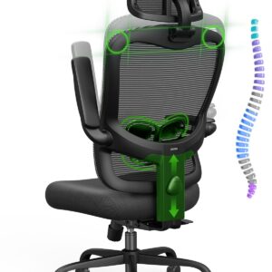 Ergonomic Office Chair Big and Tall - 350LBS Capacity, 6'5" Tall Max, Computer Desk Chairs Over 10 Hours Comfortable, with Adjustable Mesh High Back, Lumbar Support, 3D Headrest, Flip-up Arms