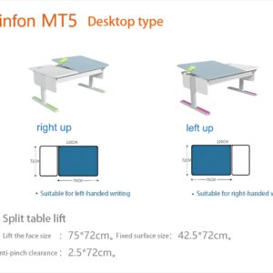 Winfon Adjustable Height Kid Children Home Study Desk Student Electric Writing Table with tilt Desktop, Bookstand，Aluminum Ruler (ENF Right up)